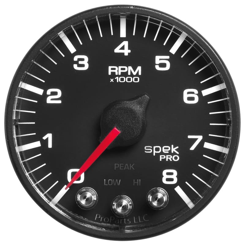 Autometer Spek-Pro Black 2 1/16 inch 8K RPM Tach w/ Shift Light and Peak Memory thumbnail 3