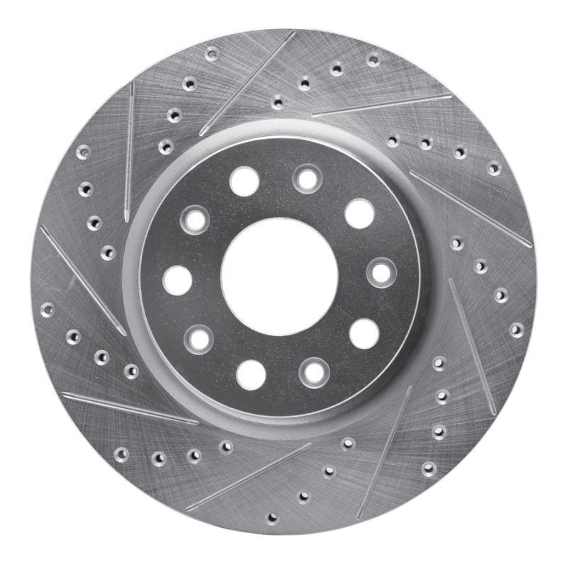 R1 18-25 Jeep Wrangler Front Left Drilled & Slotted Silver Brake Rotor - 631-42039L