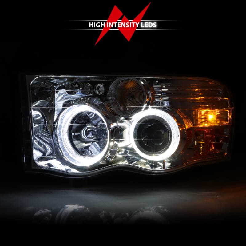 ANZO 2002-2005 Dodge Ram 1500 Projector Headlights w/ Halo Chrome Clear Amber thumbnail 7