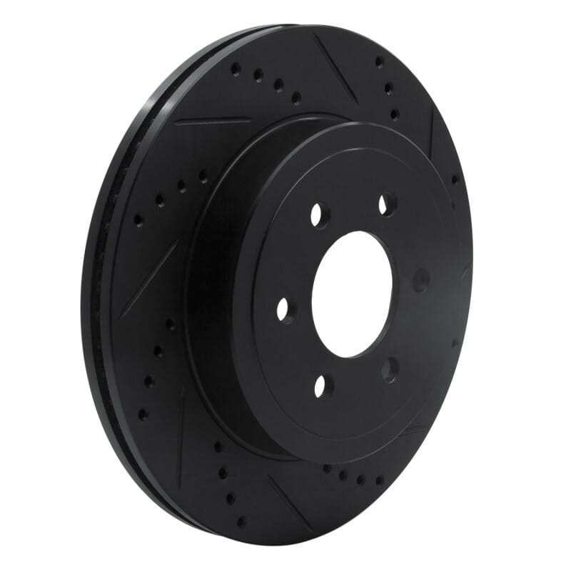 R1 03-04 Dodge Dakota 4WD Front Right Drilled & Slotted Black Brake Rotor thumbnail 2