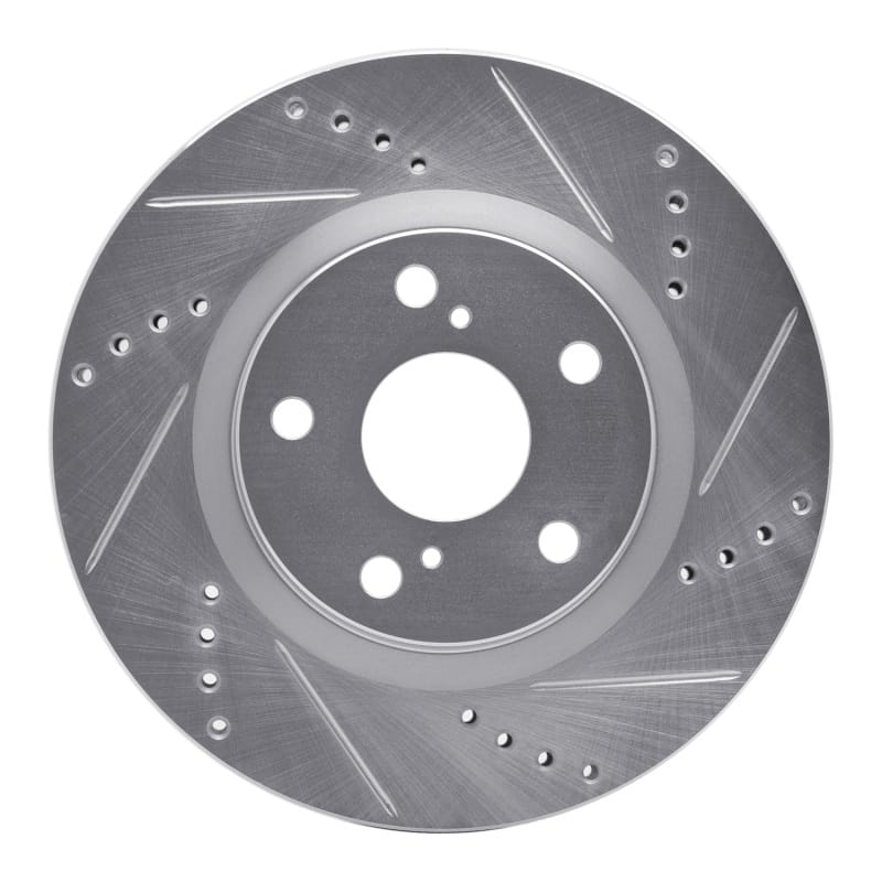 R1 85-97 Dodge B1500 Front Right Drilled & Slotted Silver Brake Rotor