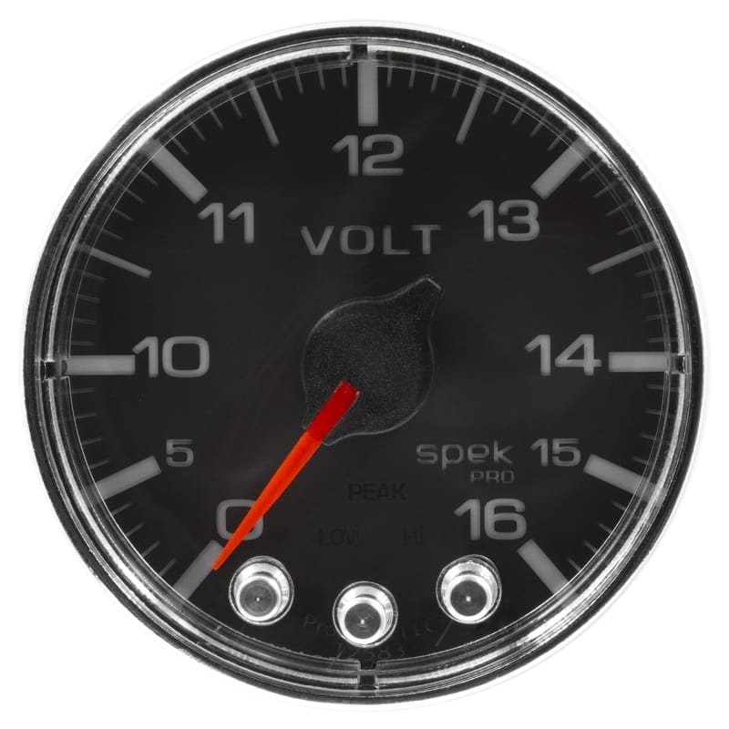 Autometer Spek-Pro Gauge Voltmeter 2 1/16in 16V Stepper Motor W/Peak & Warn Blk/Chrm - P344318 thumbnail 2
