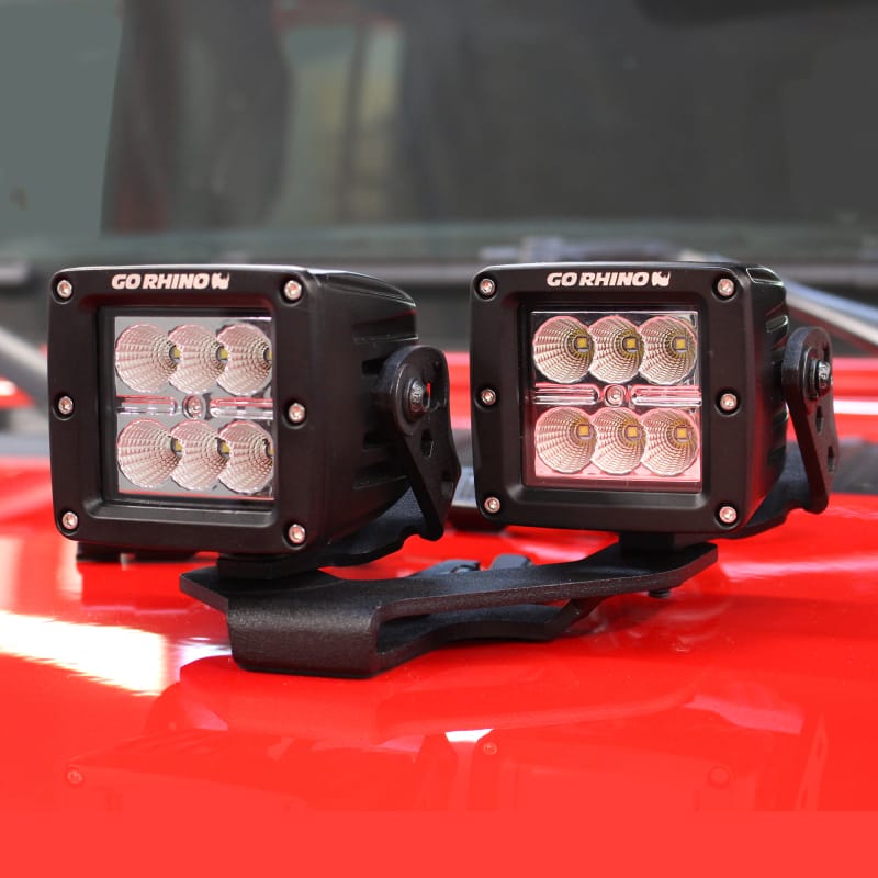 Go Rhino 18-20 Jeep Wrangler JL/JLU/Gladiator JT Light Mount - Two 3in Cubes - 732231T thumbnail 2