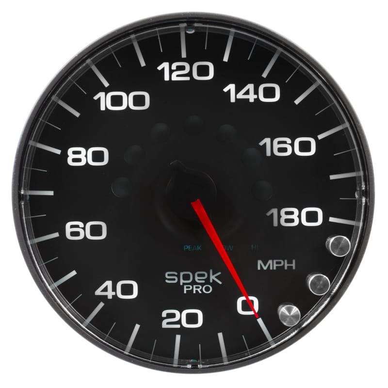 Autometer Spek-Pro Gauge Speedometer 5in 180 Mph Elec. Programmable Black/Black - P230328 thumbnail 3