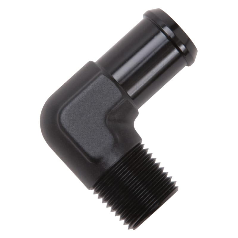 Edelbrock Hose End 90-Deg 1/2In NPT to 3/4In Barb Black Anodize thumbnail 3