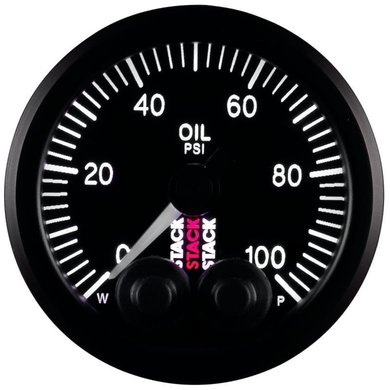 Autometer Stack Instruments Pro Control 52mm 0-100 PSI Oil Pressure Gauge - Black (1/8in NPTF Male)