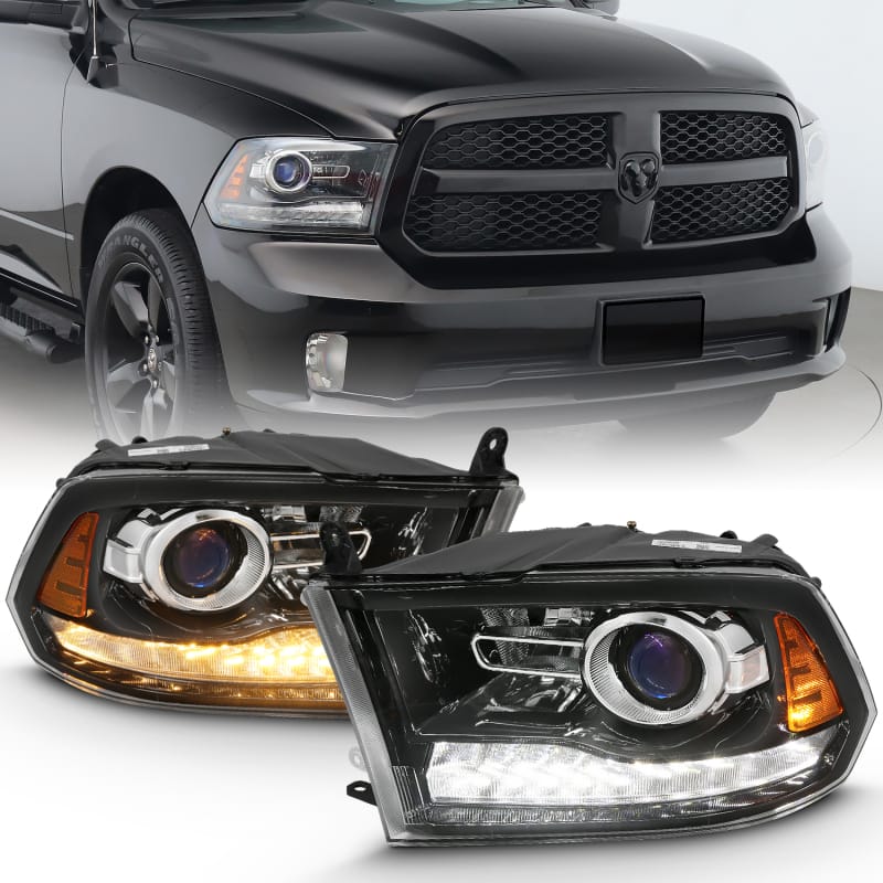 ANZO 2009-2018 Dodge Ram 1500 Projector Plank Style Switchback H.L Halo Black Amber (OE Style) thumbnail 3