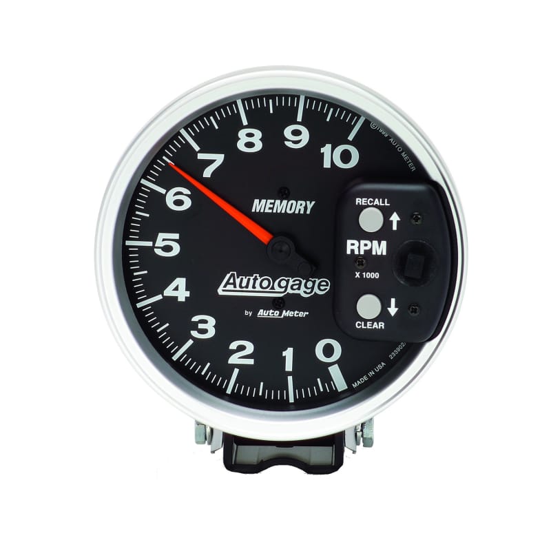 Autometer 5 inch 10,000 RPM w/ Peak Memory Pedestal Tachometer Auto Gauge - Black thumbnail 2