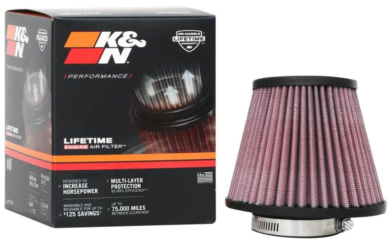 K&N Universal Clamp-On Air Filter 2-3/8in. FLG / 5-3/16in. B / 3-1/2in. T X 4-11/32in. H thumbnail 3