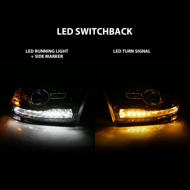 ANZO 2009-2018 Dodge Ram 1500 Projector Plank Style Switchback H.L Halo Black Amber (OE Style) thumbnail 6