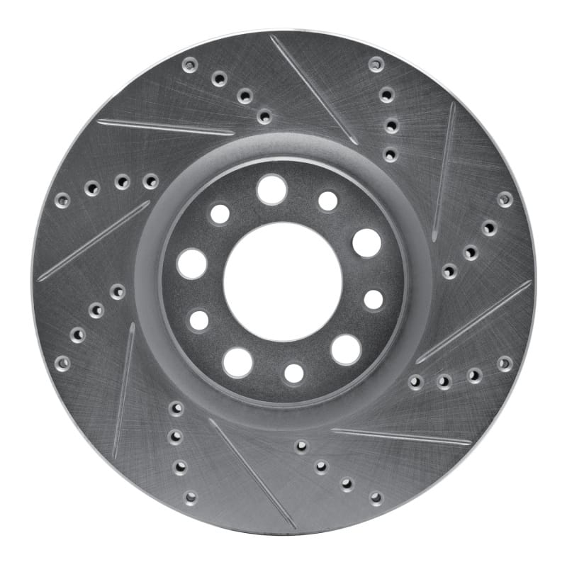 R1 13-23 Chrysler 200 Front Right Drilled & Slotted Silver Brake Rotor