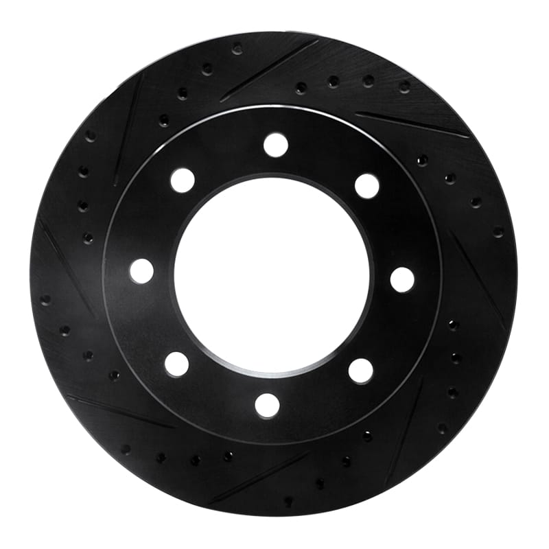 R1 73-93 Dodge B350 Front Left Drilled & Slotted Black Brake Rotor