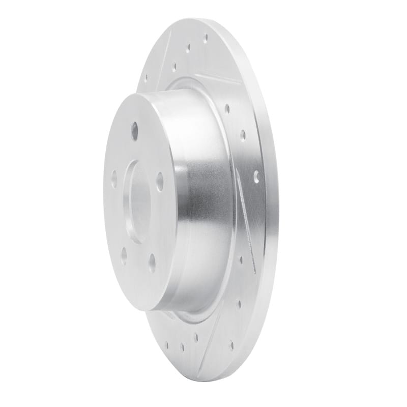 R1 20-25 Chrysler Pacifica Rear Left Drilled & Slotted Silver Brake Rotor
