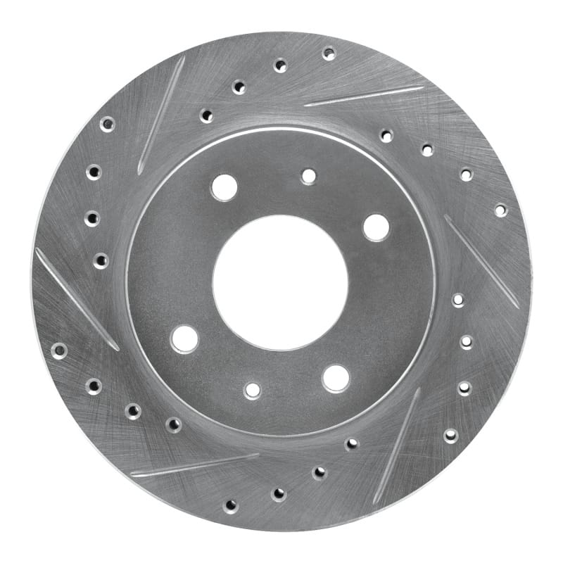 R1 85-91 Dodge COLT Front Left Drilled & Slotted Silver Brake Rotor - 631-72006L
