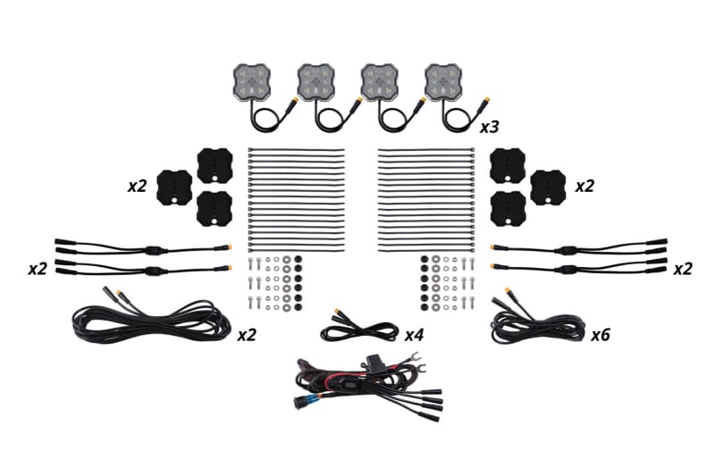 Diode Dynamics Rock Light - Red/White - M8 Magnet 12-Pack