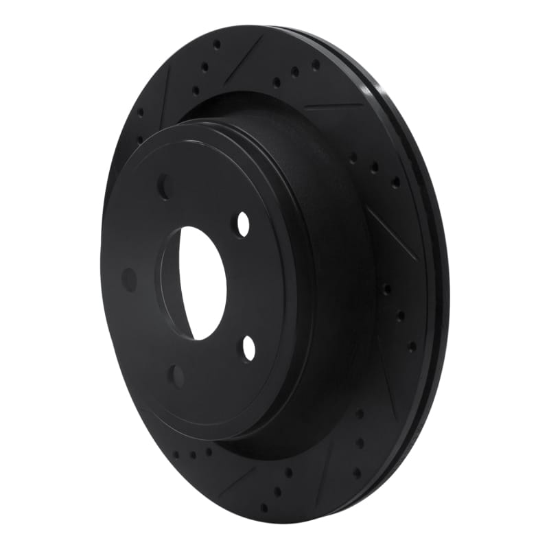 R1 02-24 Chrysler ASPEN Rear Left Drilled & Slotted Black Brake Rotor thumbnail 2