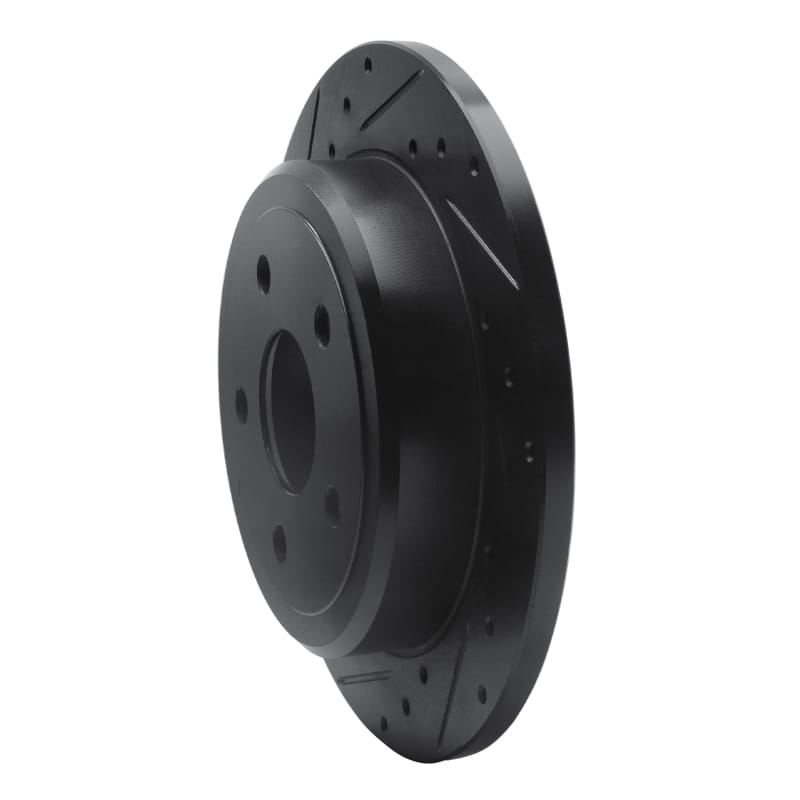 R1 05-10 Jeep Grand Cherokee Rear Left Drilled & Slotted Black Brake Rotor thumbnail 2