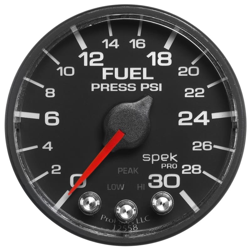 Autometer Spek-Pro Gauge Fuel Press 2 1/16in 30psi Stepper Motor W/Peak & Warn Blk/Blk - P316328 thumbnail 2