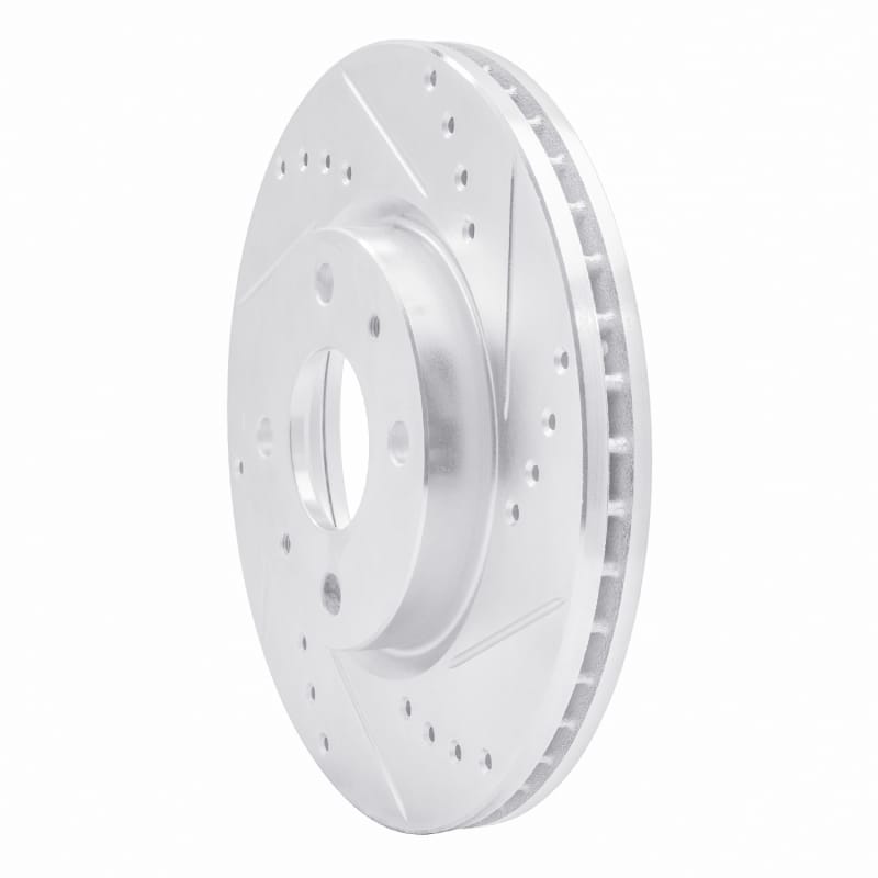 R1 79-87 Dodge COLT Front Right Drilled & Slotted Silver Brake Rotor thumbnail 2