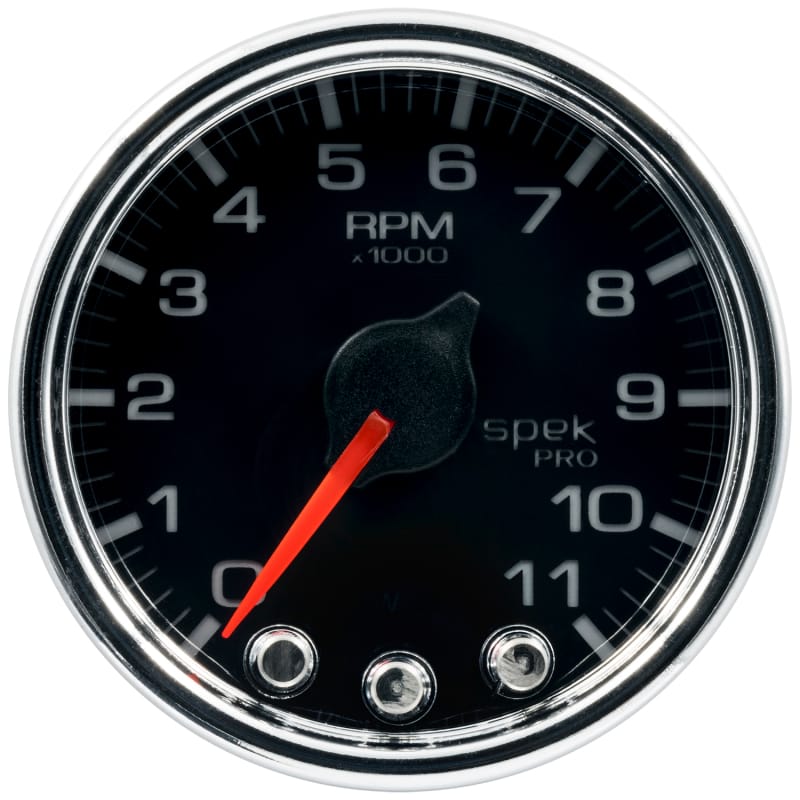 Autometer Spek-Pro Gauge Tach 2 1/16in 11K Rpm W/ Shift Light & Peak Mem Blk/Chrm - P33631 thumbnail 2