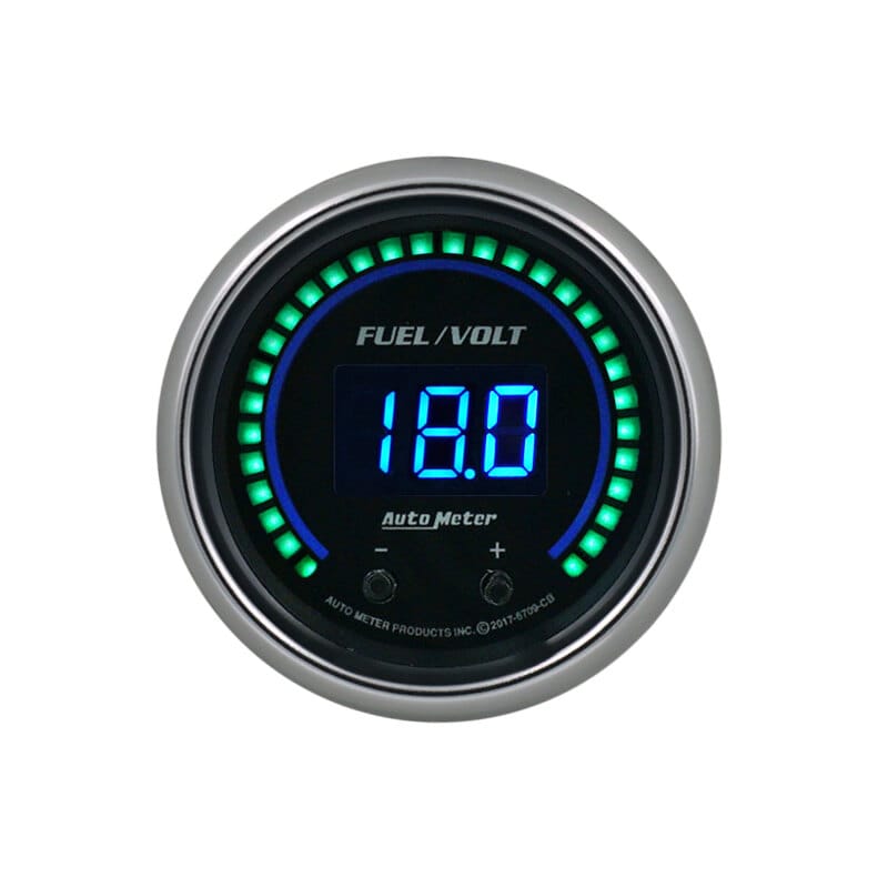 Autometer 52.4mm Black Switchable 0-100 Fuel Level / 8-18V Voltmeter Cobalt Elite Digital Gauge thumbnail 2