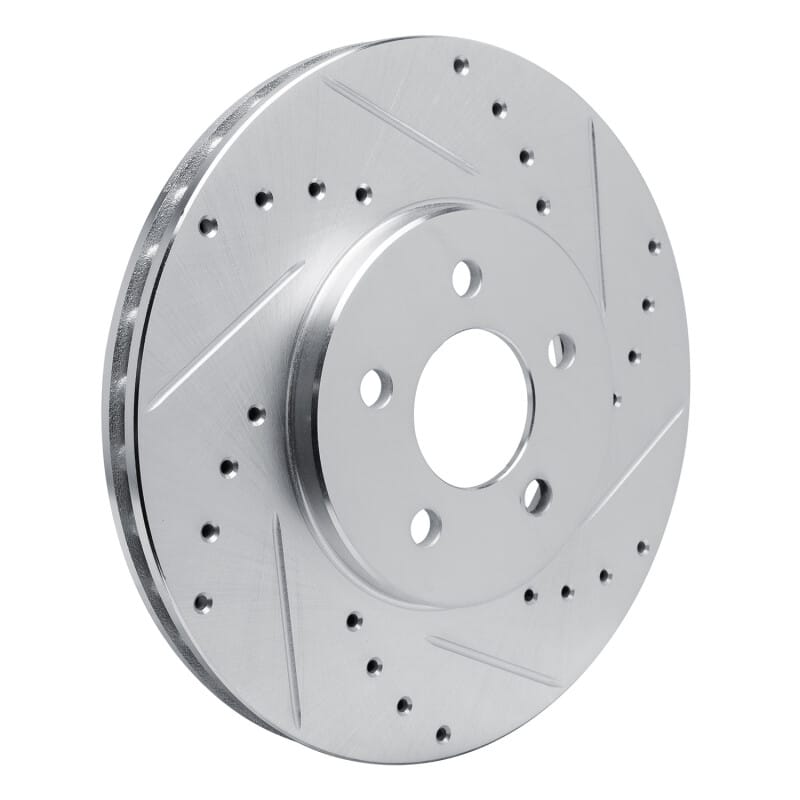 R1 89-95 Chrysler LeBaron Front Right Drilled & Slotted Silver Brake Rotor thumbnail 2