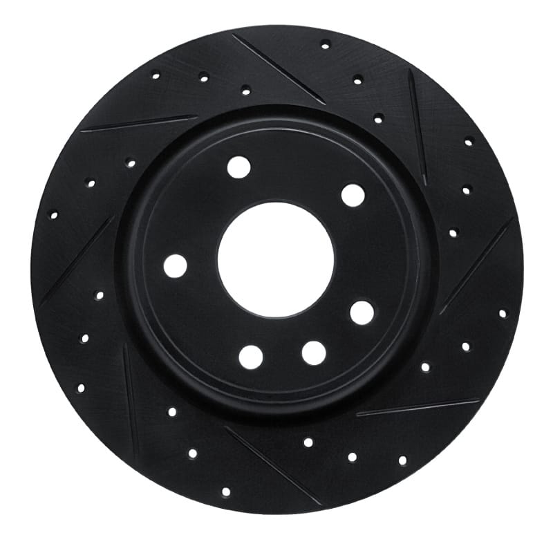 R1 17-25 Chrysler Voyager Rear Right Drilled & Slotted Black Brake Rotor