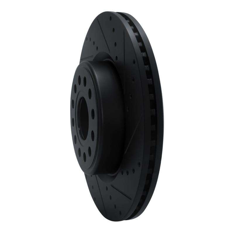 R1 19-25 Ram 1500 Front Right Drilled & Slotted Black Brake Rotor thumbnail 2