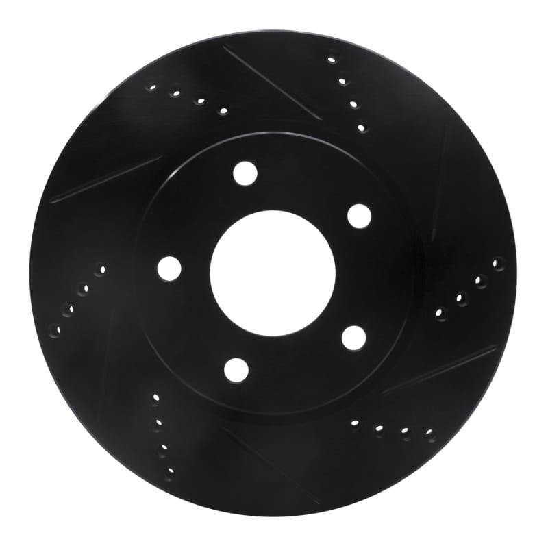 R1 07-17 Dodge CALIBER Front Right Drilled & Slotted Black Brake Rotor