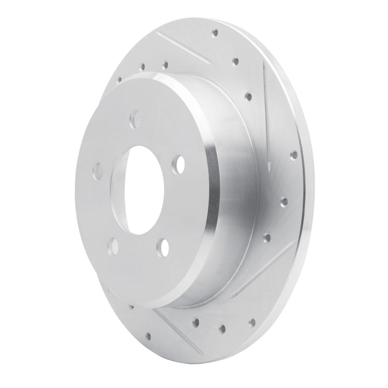 R1 97-07 Chrysler Town & Country Rear Right Drilled & Slotted Silver Brake Rotor