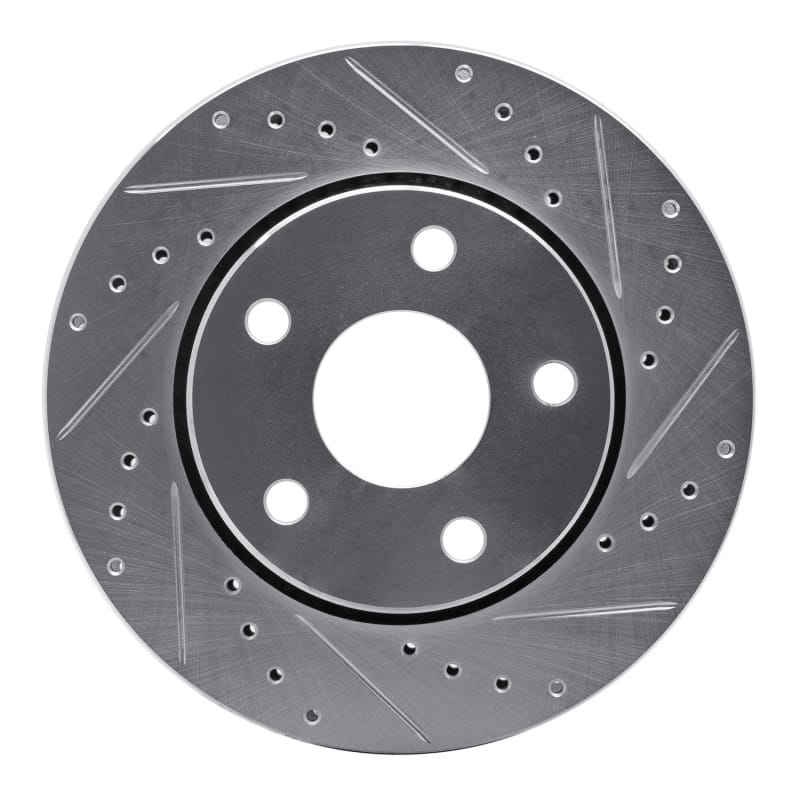 R1 07-18 Jeep Wrangler Front Right Drilled & Slotted Silver Brake Rotor