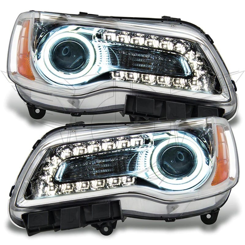 Oracle 11-14 Chrysler 300C NON HID LED Halo Headlights Chrome Housing - Green