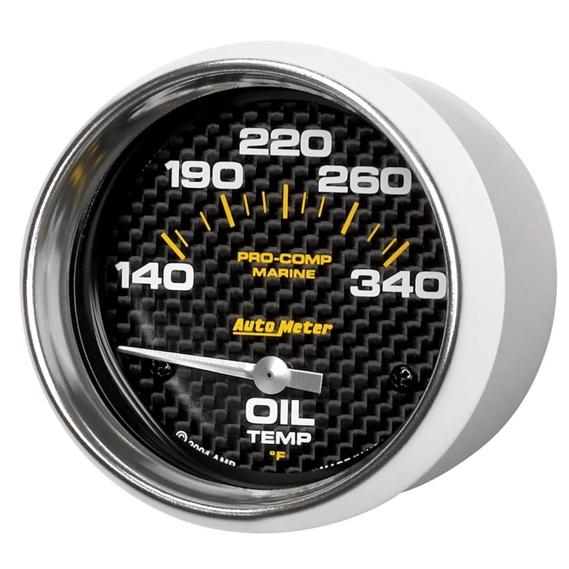 Autometer Marine Carbon Fiber Electric Oil Temperature Gauge 2-5/8in 140-300 Deg F thumbnail 2