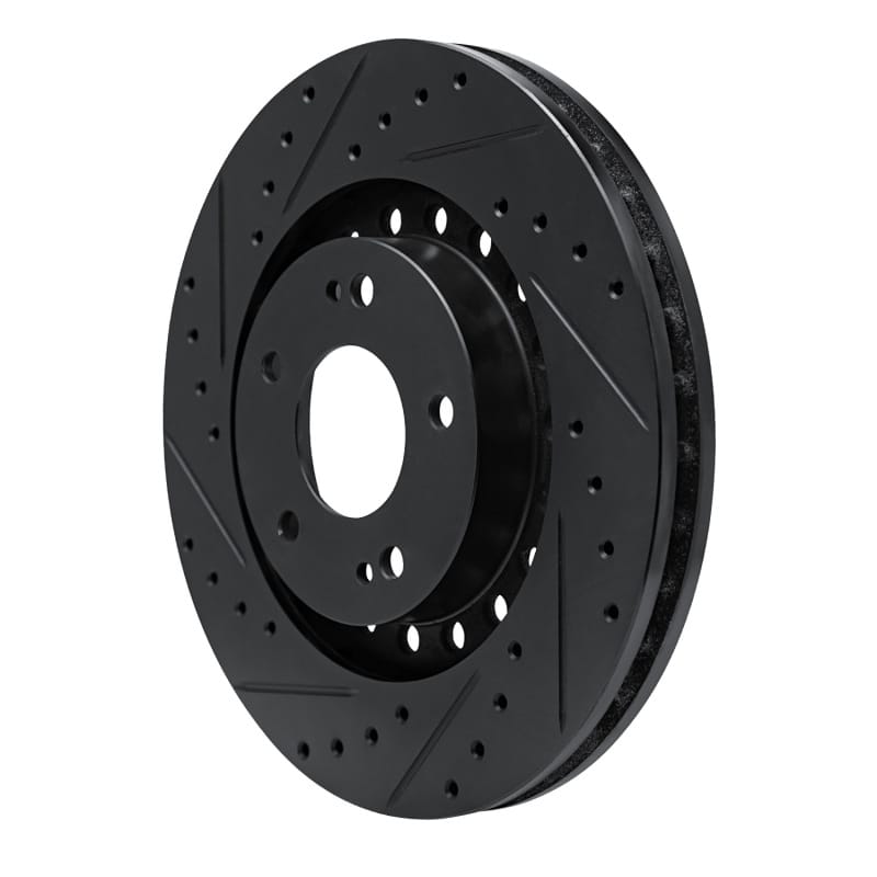 R1 93-99 Dodge STEALTH Front Left Drilled & Slotted Black Brake Rotor thumbnail 2