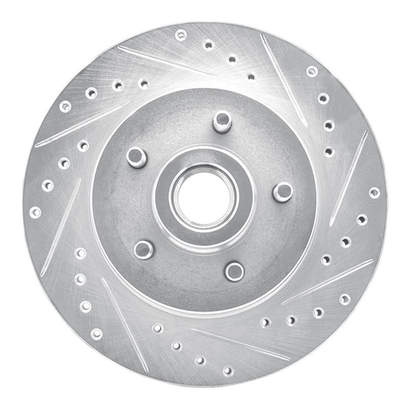 R1 1987-1990 Dodge Dakota RWD Front Right Drilled & Slotted Silver Brake Rotor