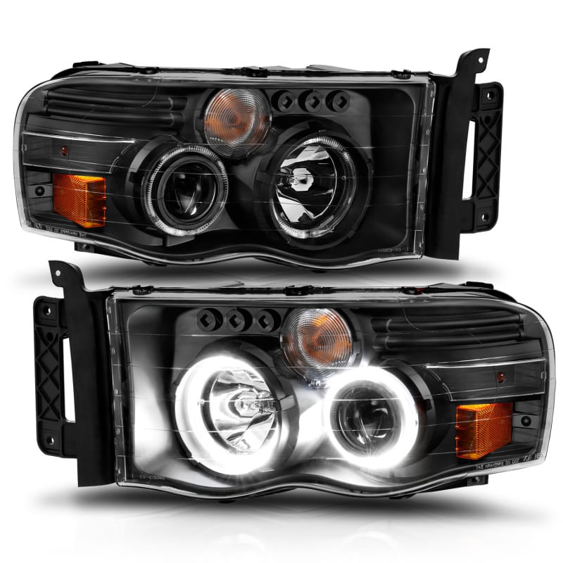 ANZO 2002-2005 Dodge Ram 1500 Projector Headlights w/ Halo Black Clear Amber thumbnail 8