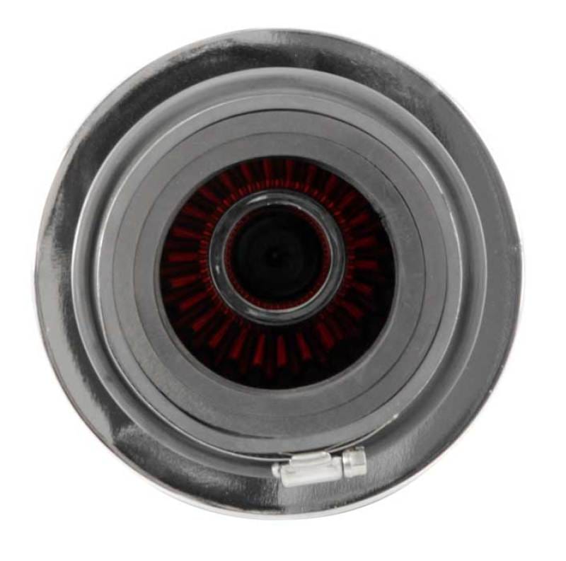 K&N Universal Air Filter Chrome Round Tapered Red - 4in Flange ID x 1.125in Flange Length x 9.5in H thumbnail 2