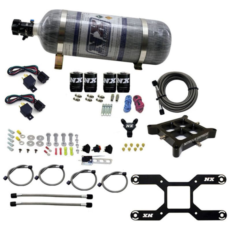 Nitrous Express Dry Quad Stage Billet Crossbar Plate System 100-2000hp (4150Flange) w/12lb Bottle