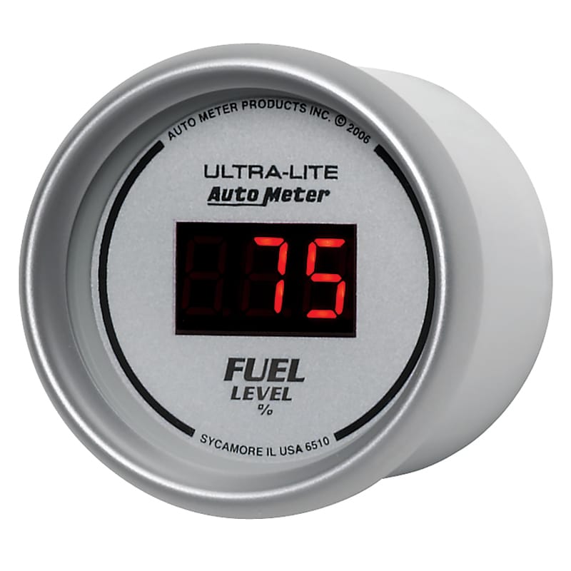 Autometer Ultra-Lite Digital 2-1/16in 0-280 OHM Silver Dial w/ Red LED Programmable Fuel Level Gage thumbnail 2