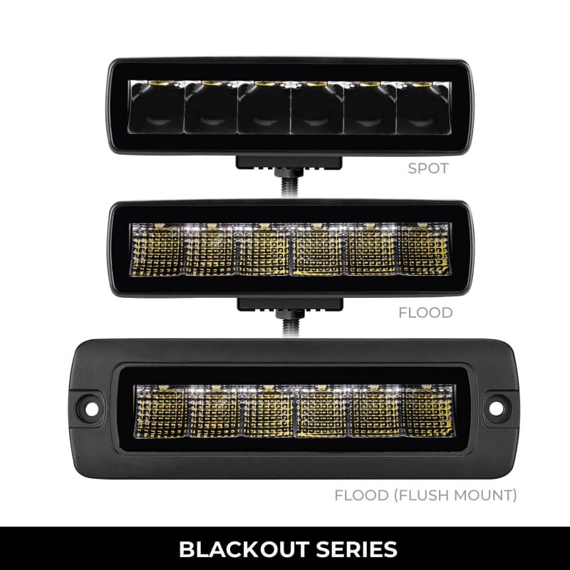 Go Rhino Xplor Blackout Series Sixline LED Flood Light Kit (Flush Mount) - Blk (Pair) thumbnail 3