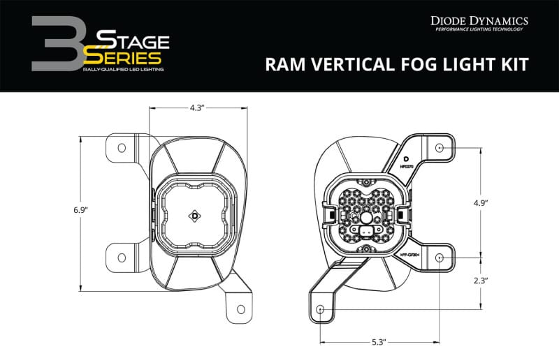 Diode Dynamics SS3 Max Type Ram Vert Kit ABL - White SAE Fog thumbnail 8