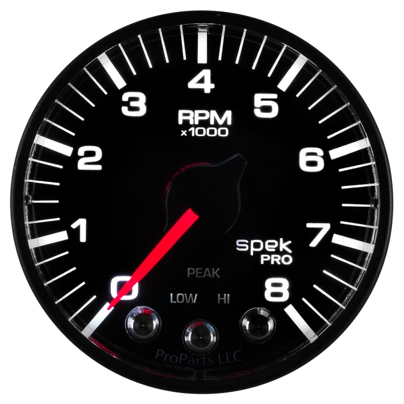 Autometer Spek-Pro Black 2 1/16 inch 8K RPM Tach w/ Shift Light and Peak Memory thumbnail 6