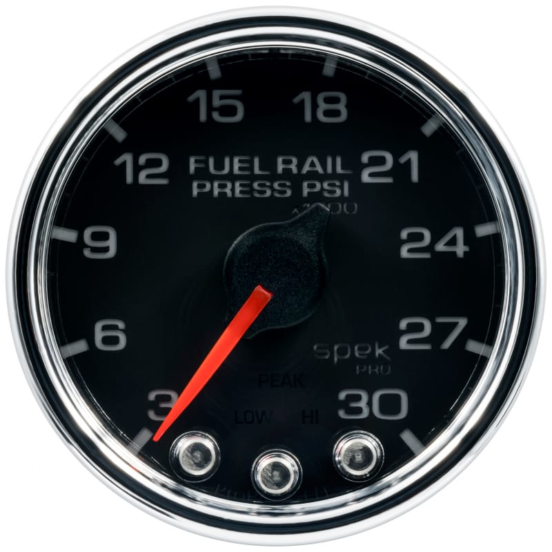 Autometer Spek-Pro Gauge Rail Press 2 1/16in 30Kpsi Stepper Motor W/Peak & Warn Blk/Chrm thumbnail 2