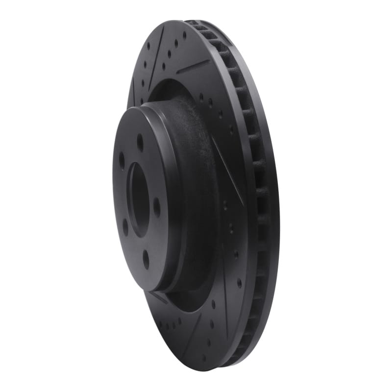 R1 11-12 Jeep Liberty Front Left Drilled & Slotted Black Brake Rotor thumbnail 2