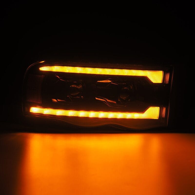 AlphaRex 02-05 Dodge Ram 1500 PRO-Series Projector Headlights Plank Style Alpha Black w/Seq Signal thumbnail 5