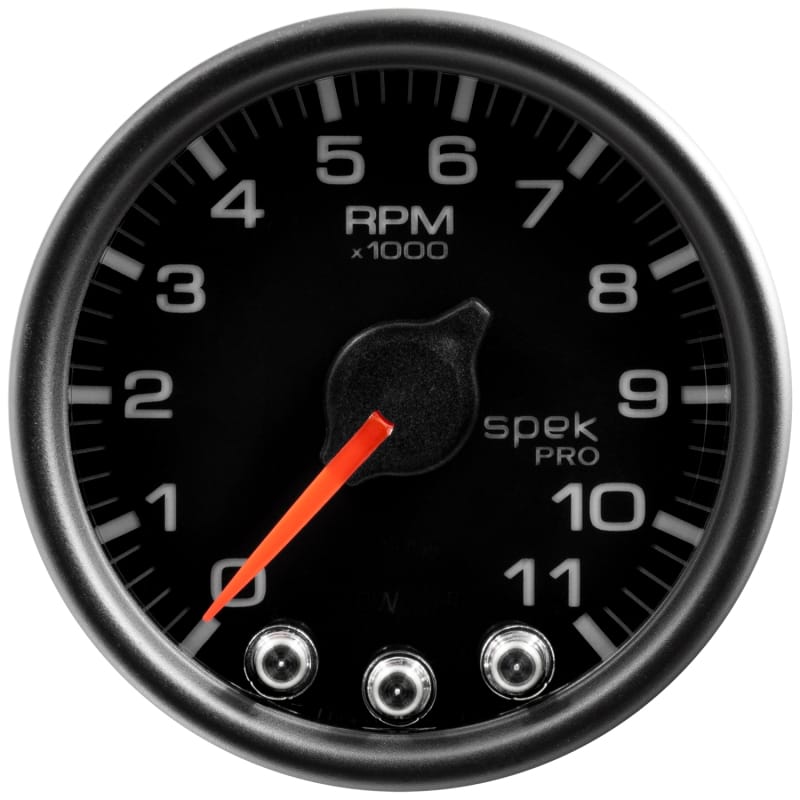 Autometer Spek-Pro Gauge Tach 2 1/16in 11K Rpm W/ Shift Light & Peak Mem Blk/Blk thumbnail 2