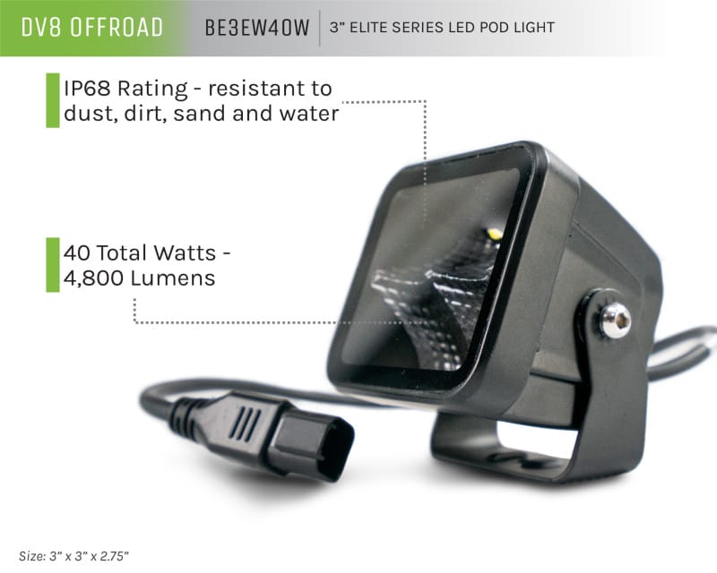 DV8 Offroad 3in Cube LED Light 40W Pod Light 5W LED thumbnail 3