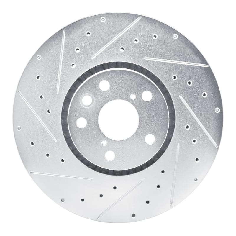 R1 21-23 Dodge CHALLENGER Left Front Drilled & Slotted Silver Brake Rotor