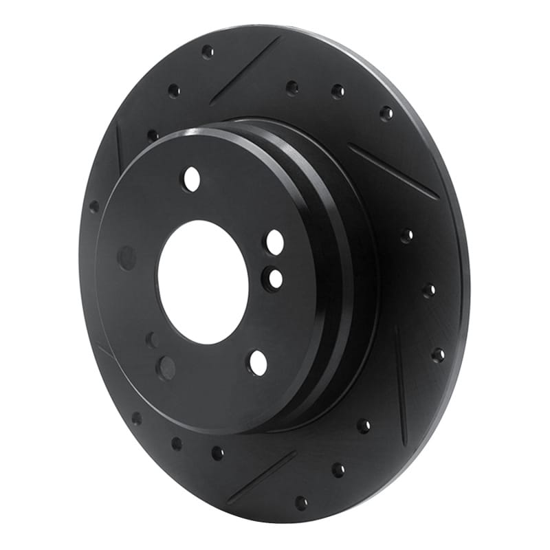 R1 87-15 Chrysler Crossfire Rear Left Drilled & Slotted Black Brake Rotor