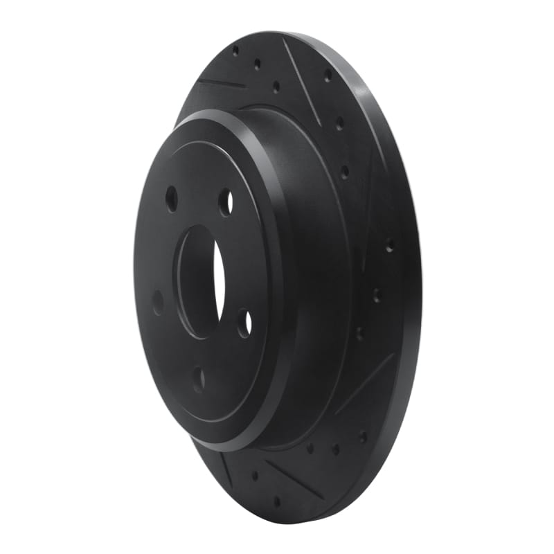 R1 05-10 Jeep Commander Rear Right Drilled & Slotted Black Brake Rotor thumbnail 2